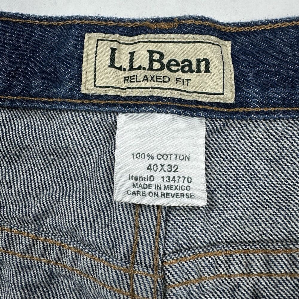 LL Bean Men’s Relaxed Fit Jeans Medium Wash 100% Cotton Classic Straight 40X32 - Picture 7 of 16